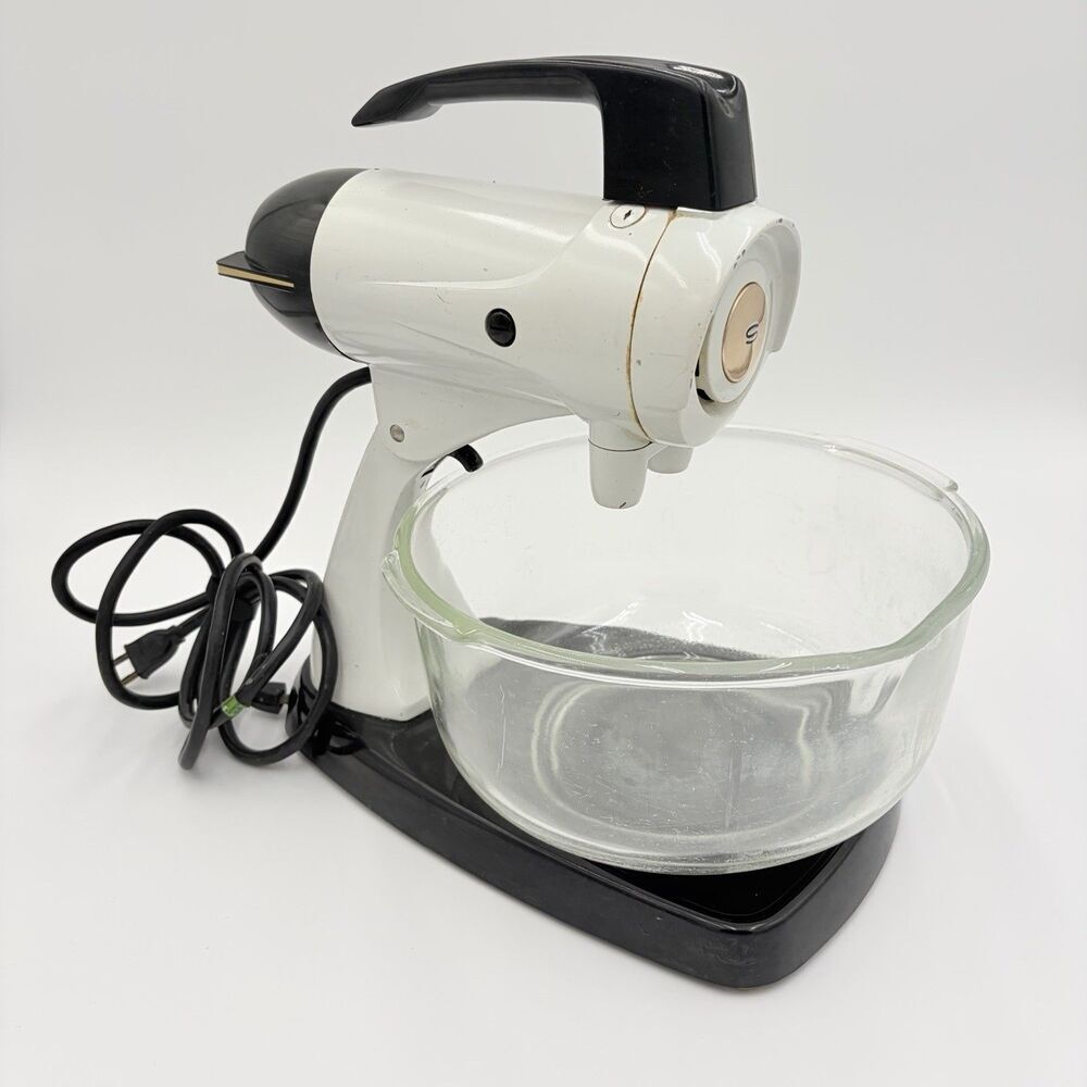 VTG White Sunbeam Mixmaster Stand Mixer 10 speed Glass Bowl Tested